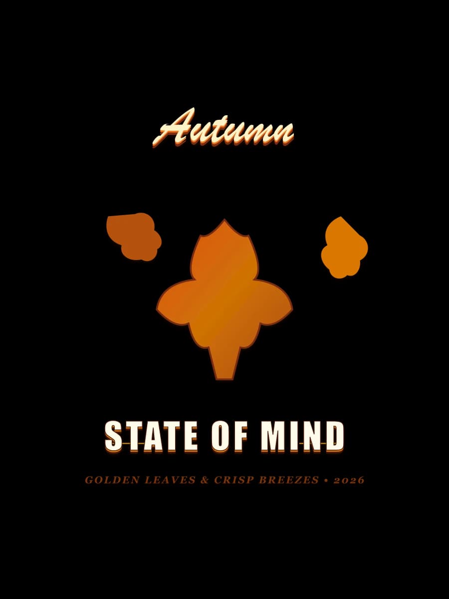 Autumn State of Mind maple foliage and elegant botanical lettering